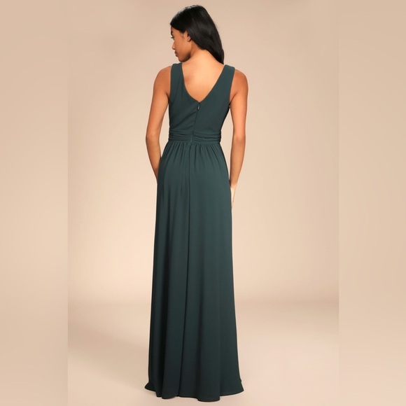 NWT Lulus Thoughts of Hue Emerald Green Surplice Maxi Dress, Size XL - Picture 3 of 16